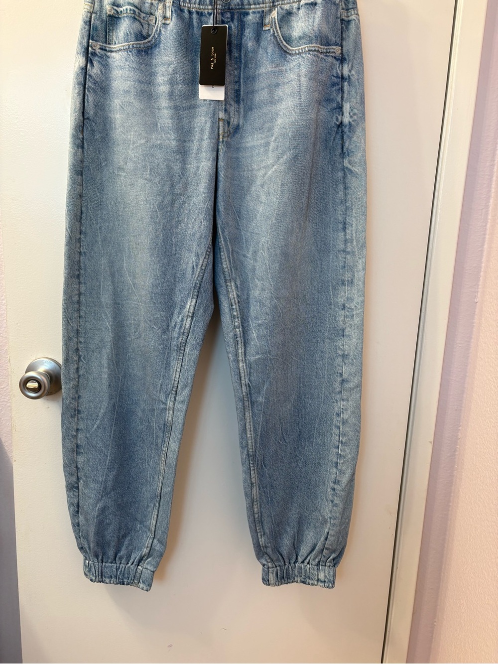 RAG & Bone Miramar Light Blue Denim Jogger Pants NWT Size M •Waist 15-20• - Picture 2 of 11
